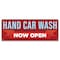 Signmission Hand Car Wash Now Open Banner Concession Stand Food Truck Single Sided B-30080 - alternate 1
